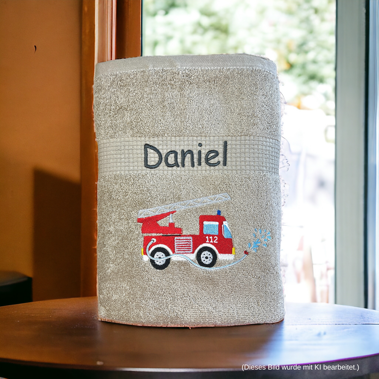 Feuerwehr Handtuch mit Name Duschtuch Kinder Auto Strand personalisiert baden