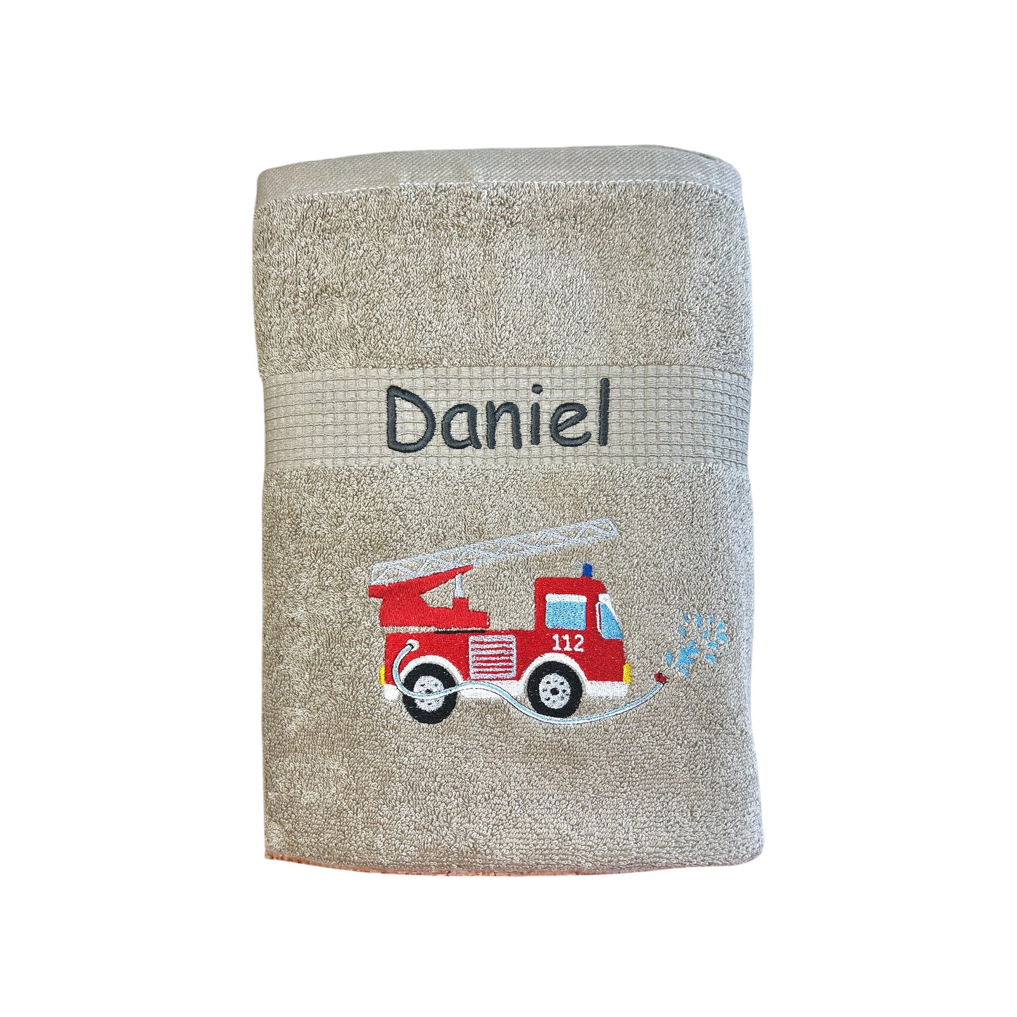 Feuerwehr Handtuch Set mit Name Handtücher Waschlappen 50x100 cm Geschenk Kinder