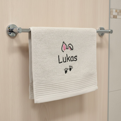 Häschen Handtuch mit Name, viele Farben und Größen