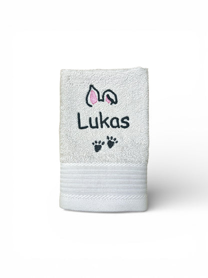 Häschen Handtuch mit Name, viele Farben und Größen