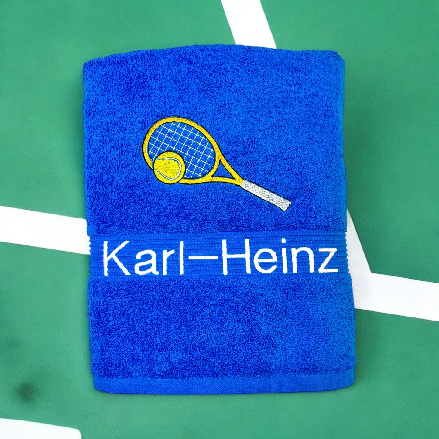 Tennis Handtuch mit Name bestickt, Duschtuch, Sport
