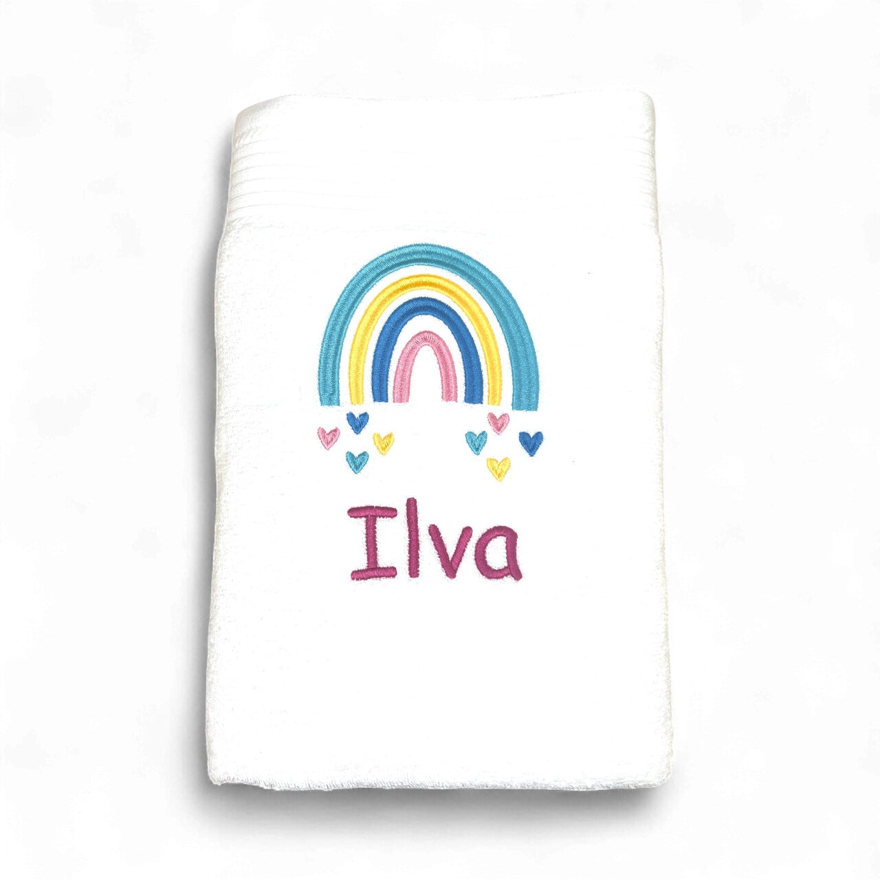 Regenbogen Handtuch mit Name bestickt, Duschtuch, Kindergarten, Sport