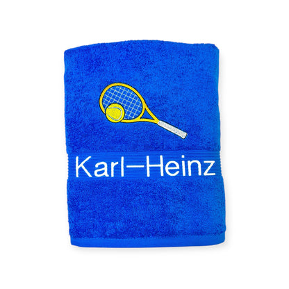 Tennis Handtuch mit Name bestickt, Duschtuch, Sport