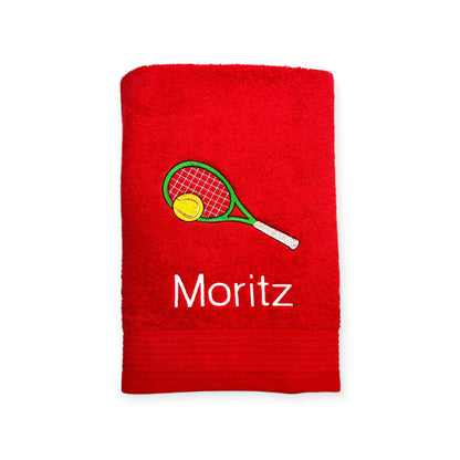 Tennis Handtuch mit Name bestickt, Duschtuch, Sport