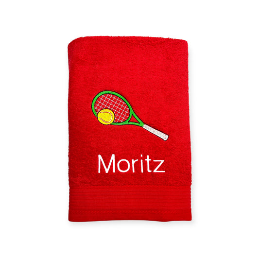 Tennis Handtuch mit Name bestickt, Duschtuch, Sport