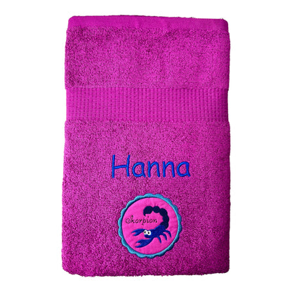Sternzeichen Handtuch mit Name bestickt, Duschhandtuch, Badetuch, Sauna, baden