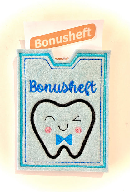 Zahn Bonus Heft Filzhülle mit Name personalisiert Zahnbonushefthülle Geschenk Mädchen oder Junge