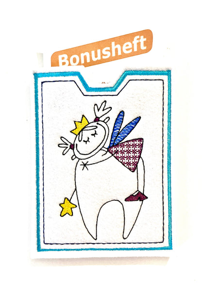 Zahn Bonus Heft Filzhülle mit Name personalisiert Zahnbonushefthülle Geschenk Mädchen oder Junge
