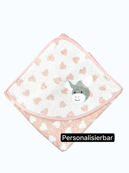Kapuzenhandtuch Esel Emmi Girl von Sterntaler 100x100 cm, personalisierbar mit Name