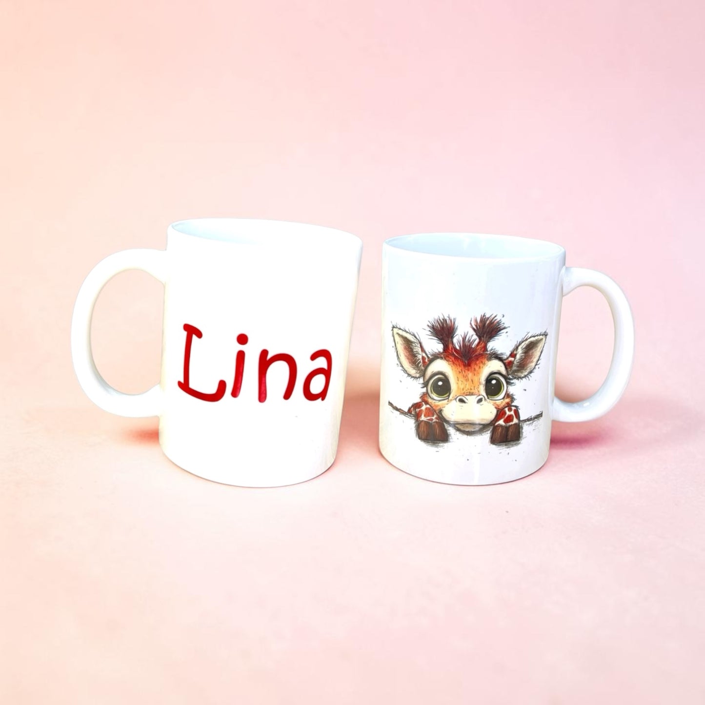 Personalisierte Keramiktasse mit niedlichem Tierbaby-Motiv & Name