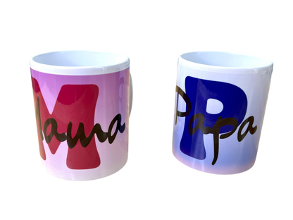 Personalisierte Keramiktasse mit Wunschname oder Wunschwort – individuelles Initialen-Design
