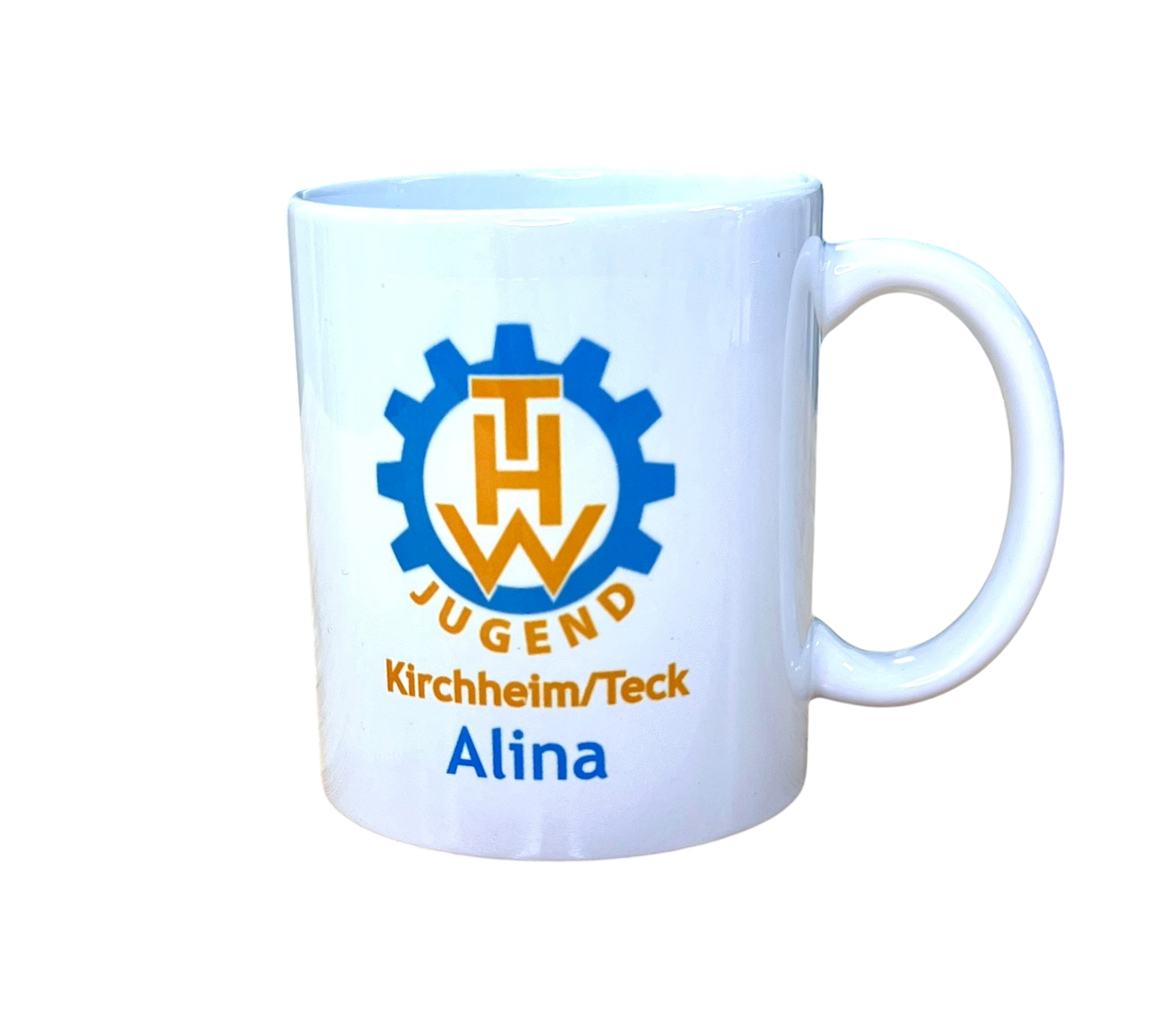 Personalisierte THW-Jugend Tasse mit Name - auf Wunsch mit Silhouette der Burg Teck
