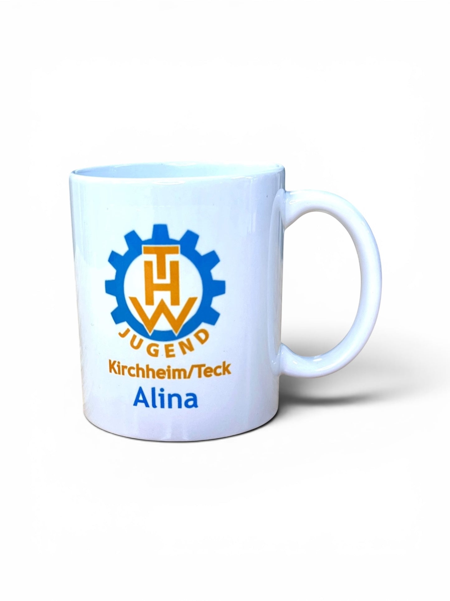 Personalisierte THW-Jugend Tasse mit Name - auf Wunsch mit Silhouette der Burg Teck