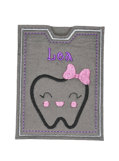 Zahn Bonus Heft Filzhülle mit Name personalisiert Zahnbonushefthülle Geschenk Mädchen oder Junge