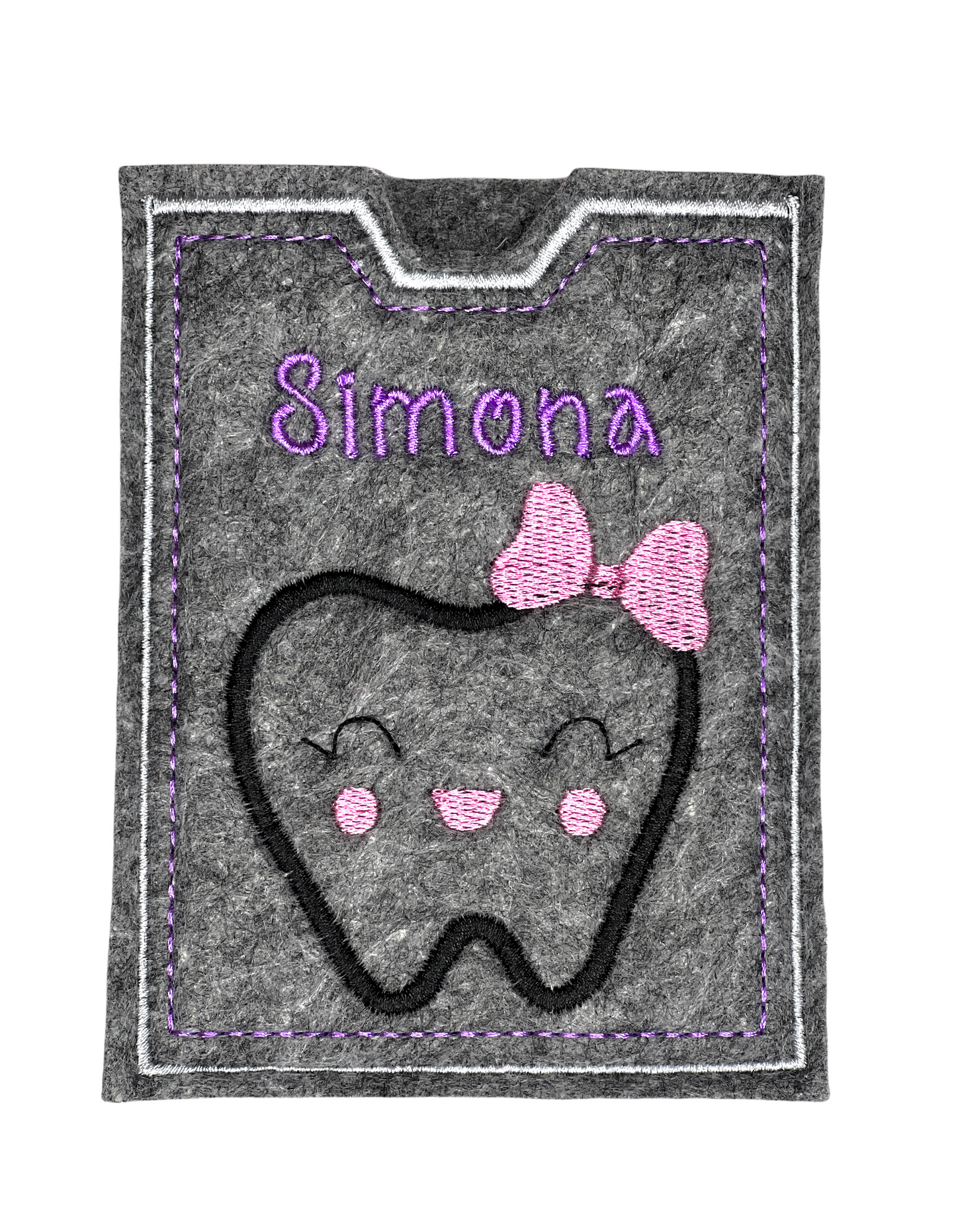 Zahn Bonus Heft Filzhülle mit Name personalisiert Zahnbonushefthülle Geschenk Mädchen oder Junge