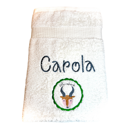 Sternzeichen Handtuch mit Name bestickt, Duschhandtuch, Badetuch, Sauna, baden