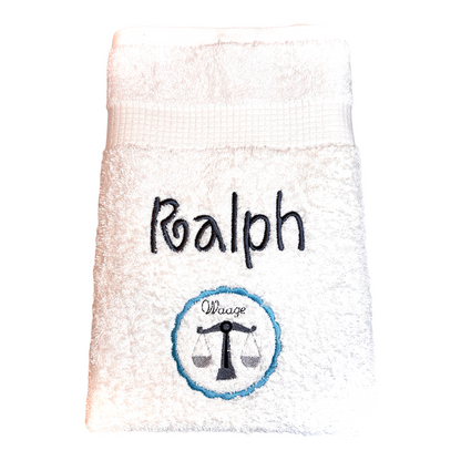 Sternzeichen Handtuch mit Name bestickt, Duschhandtuch, Badetuch, Sauna, baden