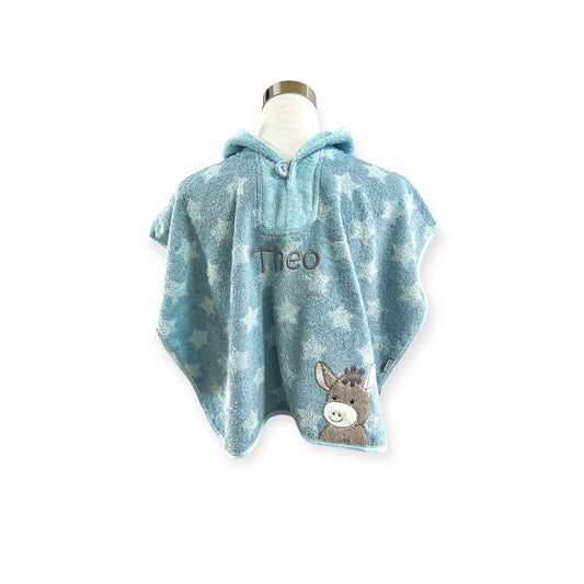 Bade Poncho mit Name, Sterntaler, Mabel Maus oder Emmi Esel Badehandtuch, Strand