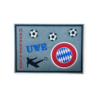 Tassenuntersetzer "Fußball" für Kaffee kleines Geschenk zur Kaffeeeinladung Mug rug Kaffeeteppich