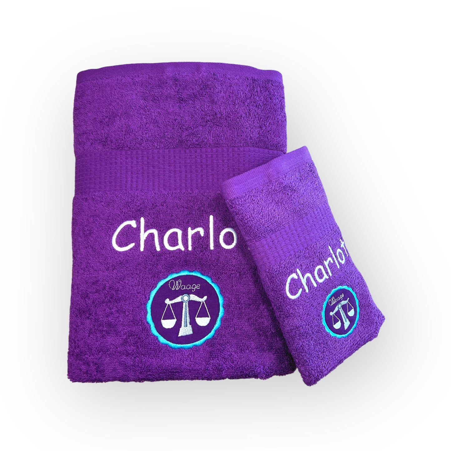 Sternzeichen Handtuch mit Name bestickt, Duschhandtuch, Badetuch, Sauna, baden