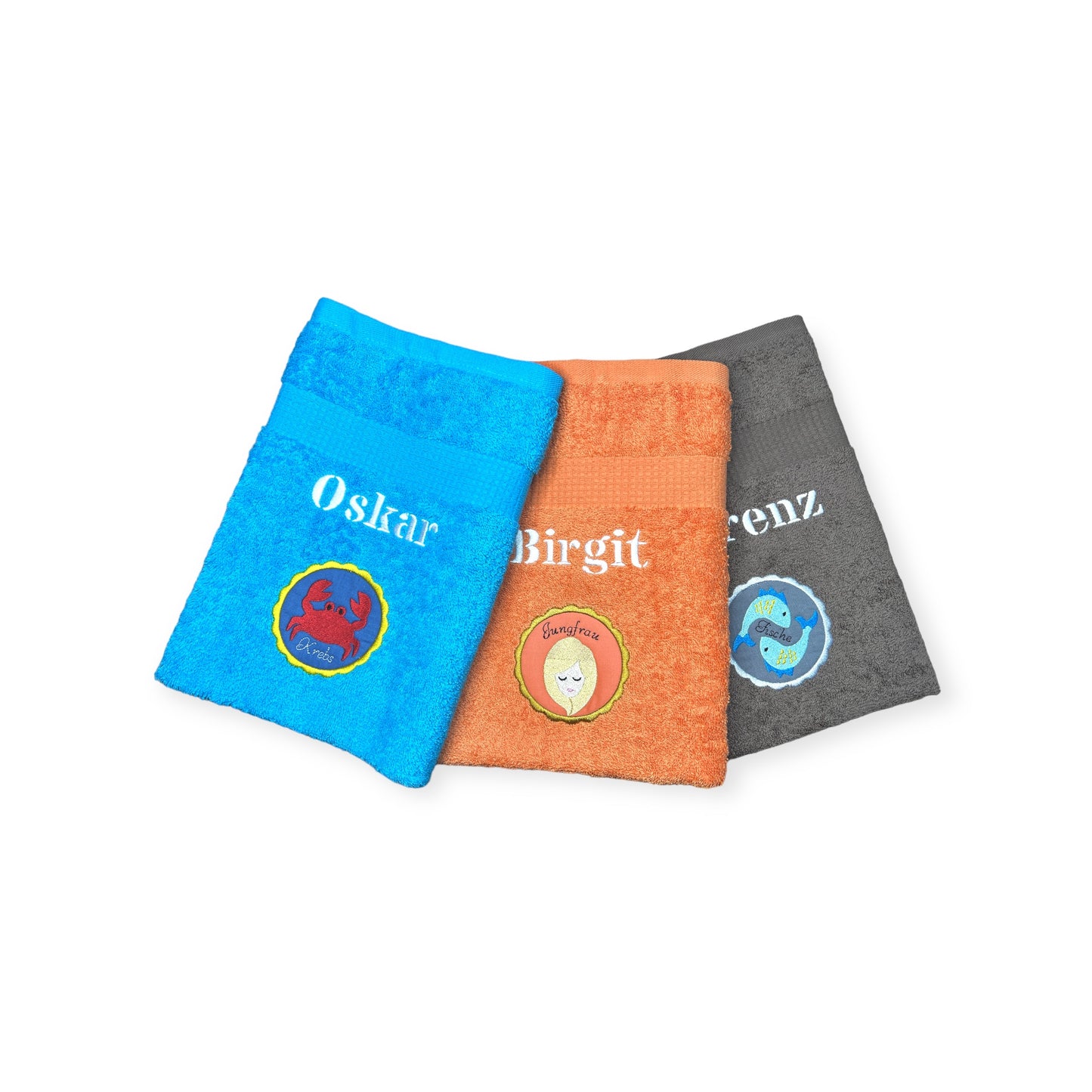 Sternzeichen Handtuch mit Name bestickt, Duschhandtuch, Badetuch, Sauna, baden