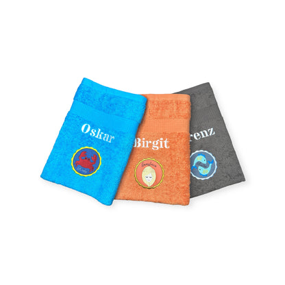 Sternzeichen Handtuch mit Name bestickt, Duschhandtuch, Badetuch, Sauna, baden