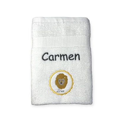 Sternzeichen Handtuch mit Name bestickt, Duschhandtuch, Badetuch, Sauna, baden