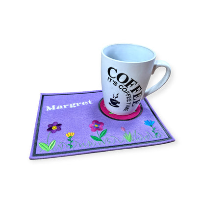 Tassenuntersetzer "Blumen" für Kaffee kleines Geschenk zur Kaffeeeinladung Mug rug Blumen