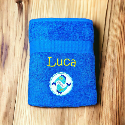Sternzeichen Handtuch mit Name bestickt, Duschhandtuch, Badetuch, Sauna, baden
