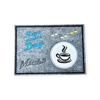 Tassenuntersetzer "Noten" für Kaffee kleines Geschenk zur Kaffeeeinladung Mug rug Filz