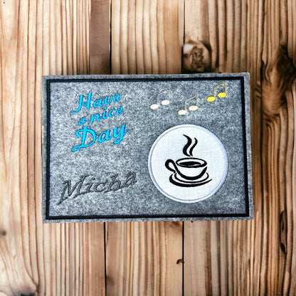 Tassenuntersetzer "Noten" für Kaffee kleines Geschenk zur Kaffeeeinladung Mug rug Filz