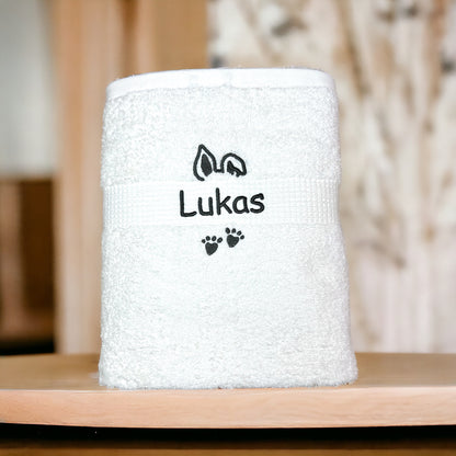 Häschen Handtuch mit Name, viele Farben und Größen