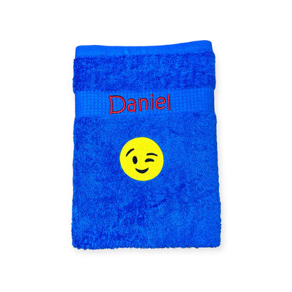 Smiley Handtuch mit Name, Handtuch, Sauna, Wellness, Duschtuch Geschenk