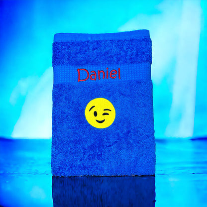 Smiley Handtuch mit Name, Handtuch, Sauna, Wellness, Duschtuch Geschenk