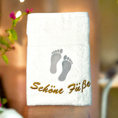 Fuß Handtuch mit Name bestickt 50x100 cm, schneller Versand, Wellness, Fußpflege