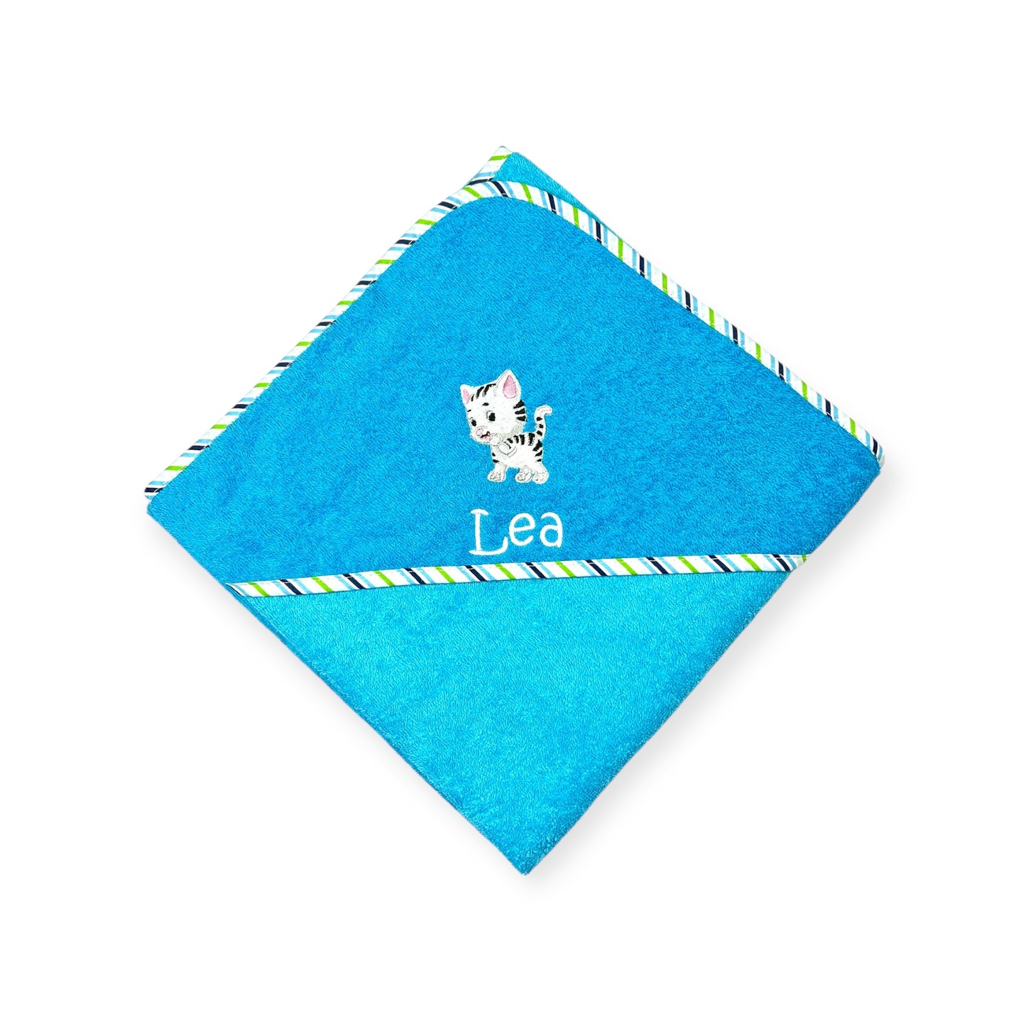 Katzen Kapuzenhandtuch mit Name schönes Geschenk für's Baby oder Kleinkind baden