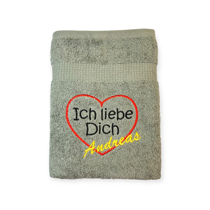 Ich liebe Dich Handtuch mit Name, Handtuch, Wellness, Duschtuch, Valentin, Liebe