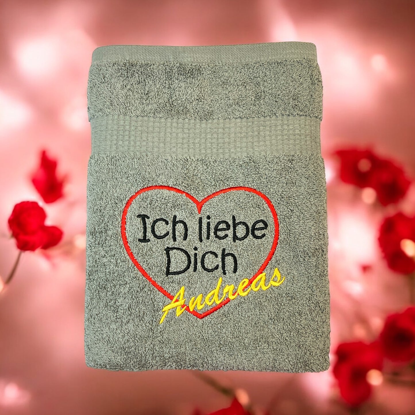 Ich liebe Dich Handtuch mit Name, Handtuch, Wellness, Duschtuch, Valentin, Liebe