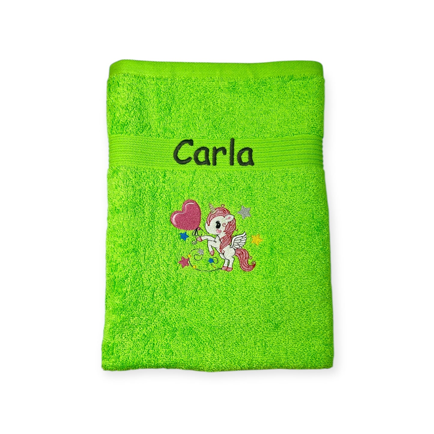 Handtuch mit Einhorn und Name bestickt