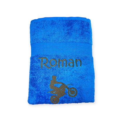 Motocross Biker Handtuch mit Name