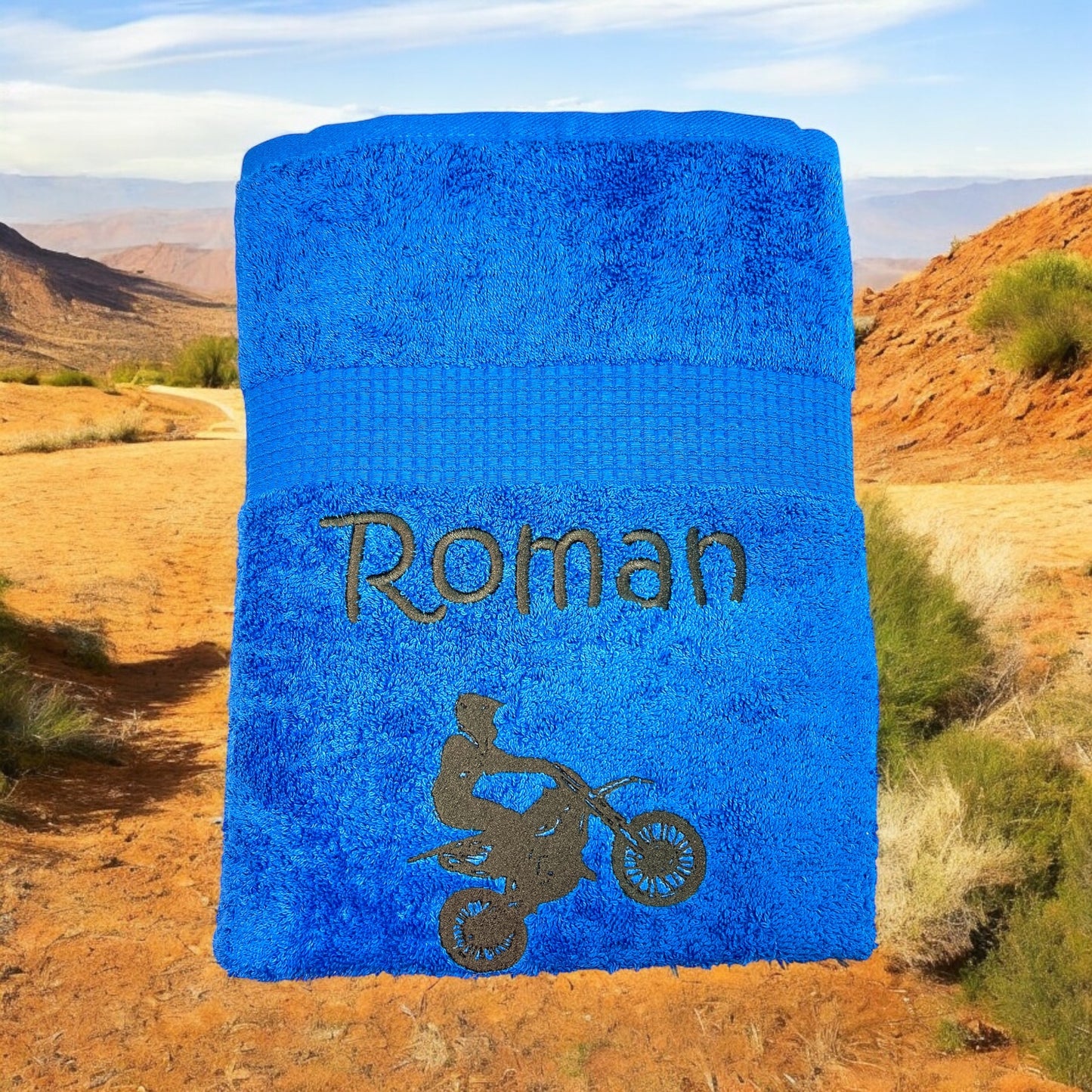 Motocross Biker Handtuch mit Name
