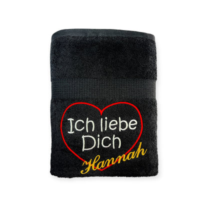 Ich liebe Dich Handtuch mit Name, Handtuch, Wellness, Duschtuch, Valentin, Liebe
