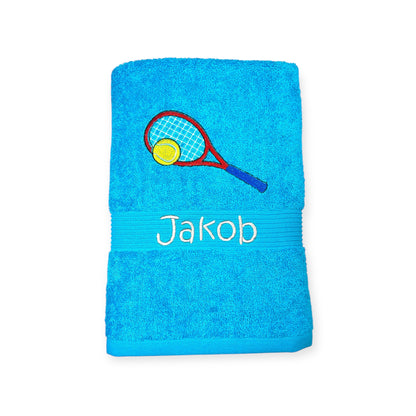 Tennis Handtuch mit Name bestickt, Duschtuch, Sport