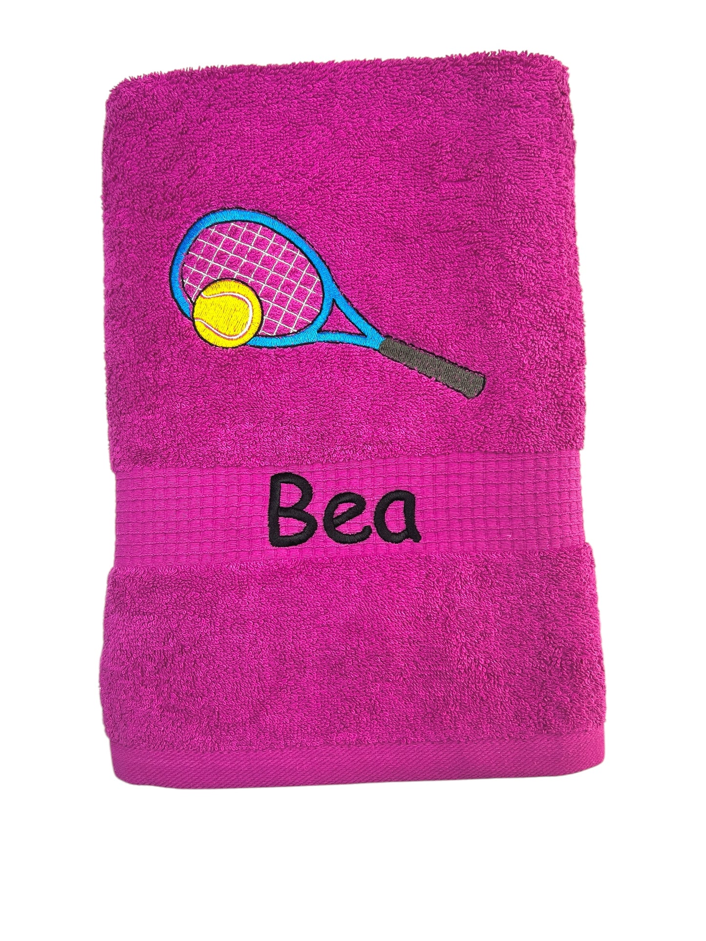 Tennis Handtuch mit Name bestickt, Duschtuch, Sport