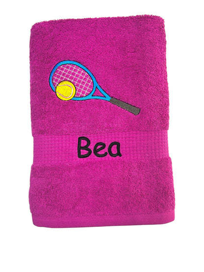 Tennis Handtuch mit Name bestickt, Duschtuch, Sport