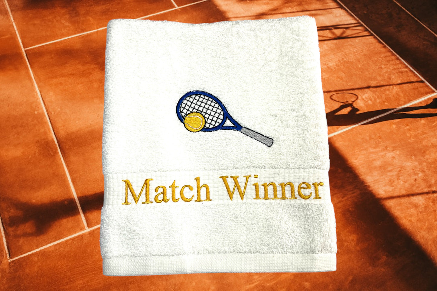 Tennis Handtuch mit Name bestickt, Duschtuch, Sport