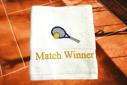Tennis Handtuch mit Name bestickt, Duschtuch, Sport