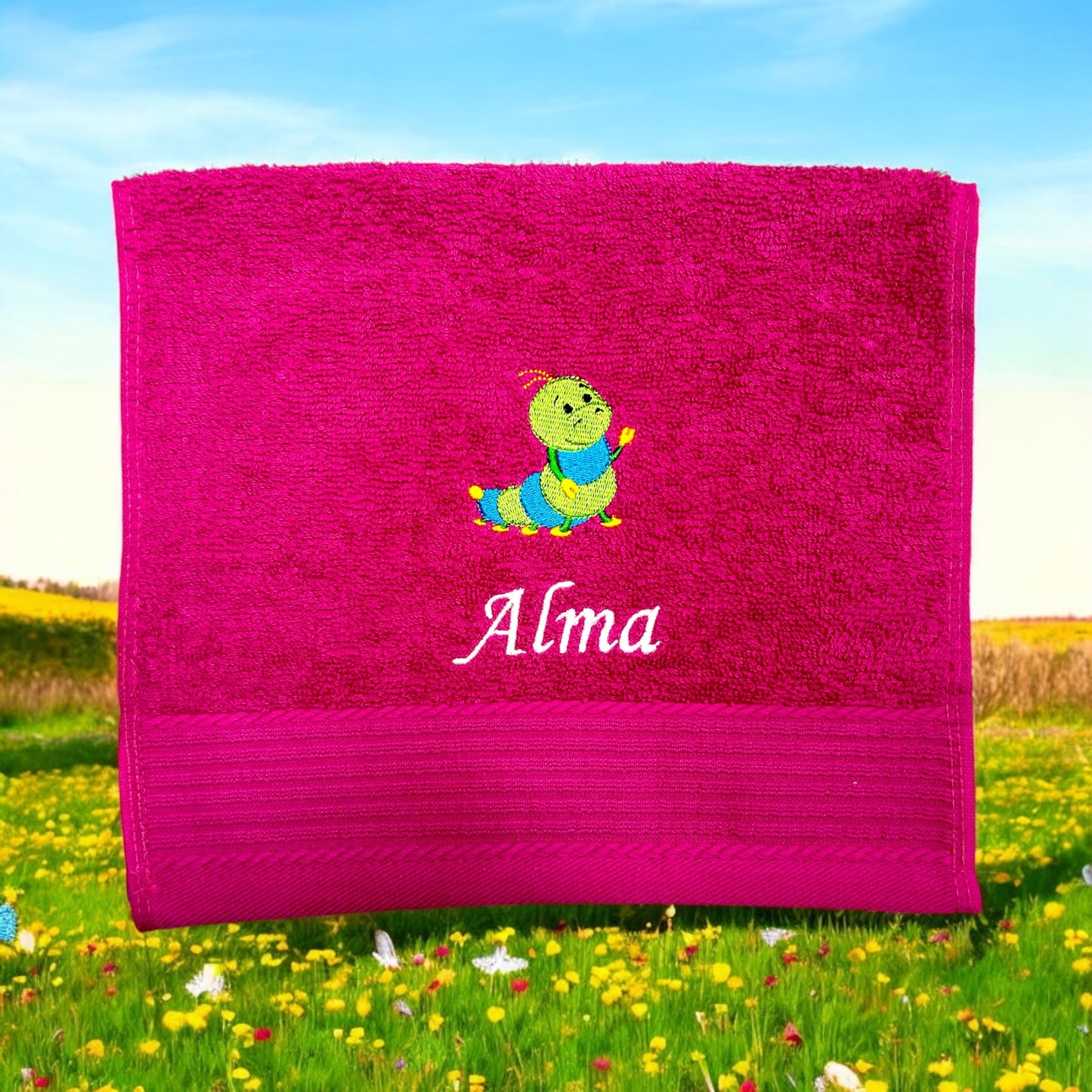 Kinder Handtuch mit Name und Motiv 30x50 cm Kita Kindergarten oder für Unterwegs