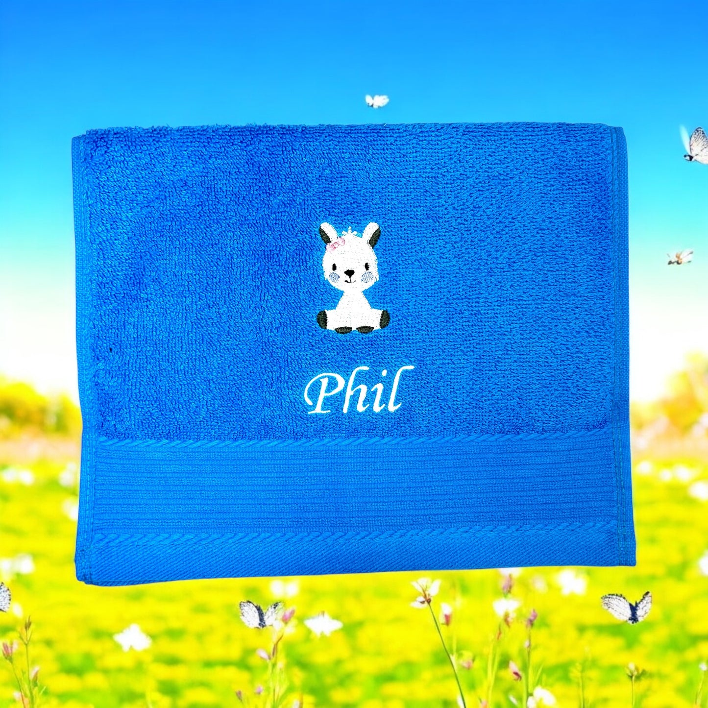 Kinder Handtuch mit Name und Motiv 30x50 cm Kita Kindergarten oder für Unterwegs