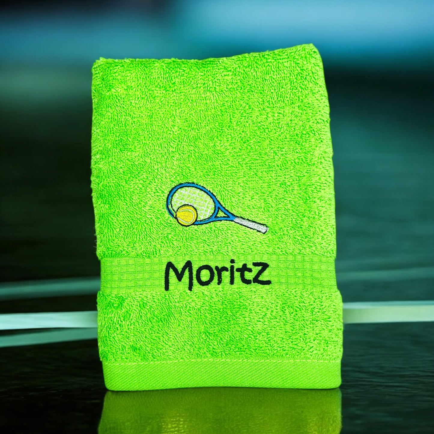 Tennis Handtuch mit Name bestickt, Duschtuch, Sport